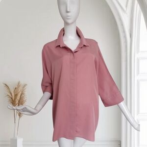 COS Oversized Button-Down Shirt in Dusty Rose S/ XXL